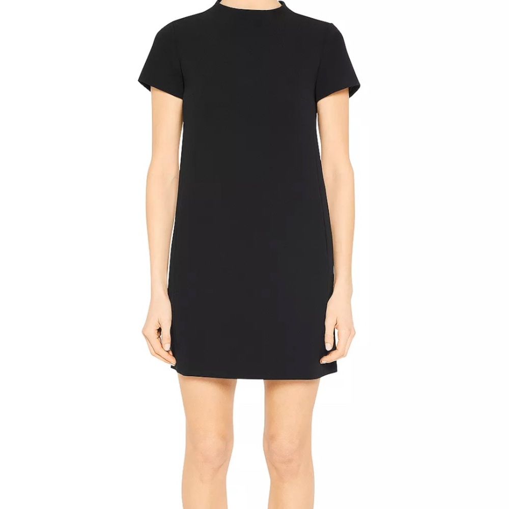 Theory jasneah black shift mock neck dress size 8